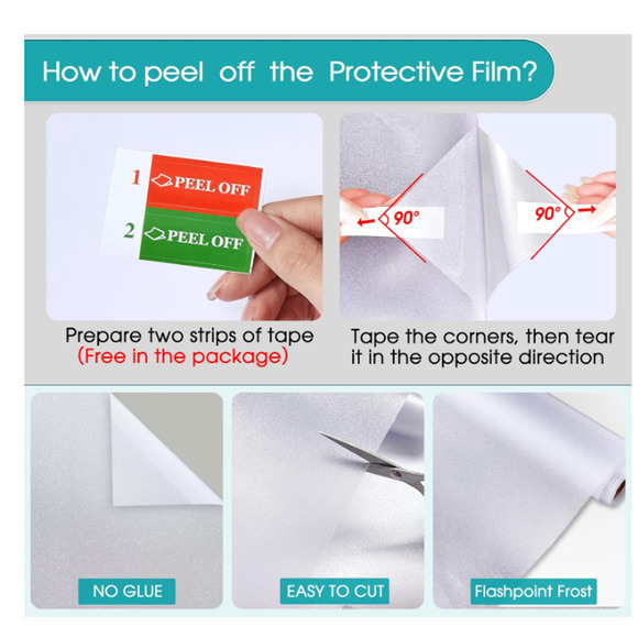 Window Privacy Film Frosted Glass Static Cling UV Insulation 17.5"x78.7" - Picture 7 of 9